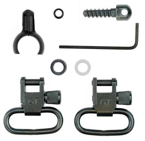GrovTec US Inc GTSW46 Barrel Band Swivel Set Shotgun 1" Black Steel