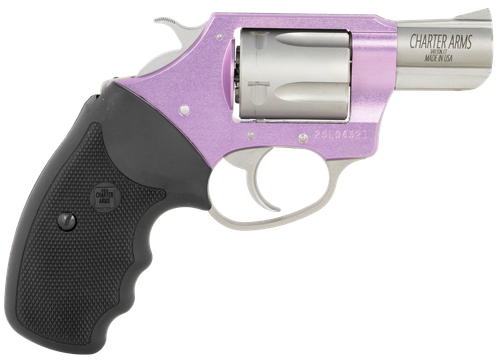 Charter Arms 53840 Undercover Lite Lavender Lady Small 38 Special 5rd 2" Stainless Steel Barrel & Cylinder, Lavender Aluminum Frame, Black Finger Grooved Rubber Grip, Exposed Hammer