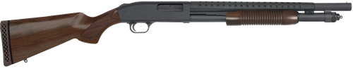 Mossberg 52151 590 Retrograde 12 Gauge Pump 3" 6+1 18.50" Matte Blued Heat Shield Barrel, Matte Blued Stainless Steel Drilled & Tapped Receiver, Walnut Fixed  Stock, Cylinder Bore Choke