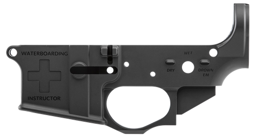 Spikes STLS033 Water Boarding Instructor Stripped Lower Receiver Multi-Caliber 7075-T6 Aluminum Black Anodized for AR-15