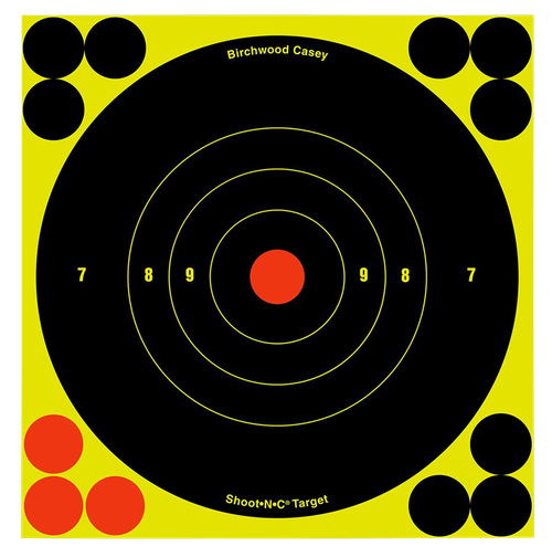 Birchwood Casey 34550 Shoot-N-C Reactive Target Self-Adhesive Paper Black/Yellow/Red 6" Bullseye 60 Pack