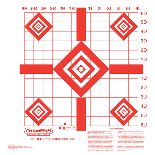 Champion Targets 47388 Redfield Sight-In Diamond Paper Pistol/Rifle 16" x 16" White/Red 10 Pk.