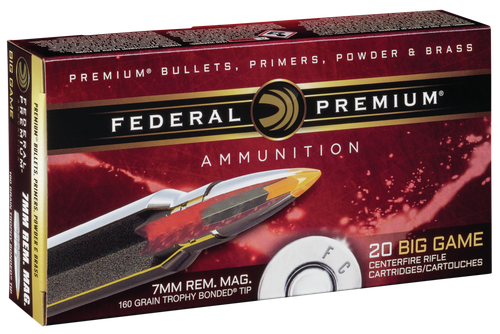 Federal PR7TT1 Premium  7mmRemMag 160gr Trophy Bonded Tip 20 Per Box/10 Case