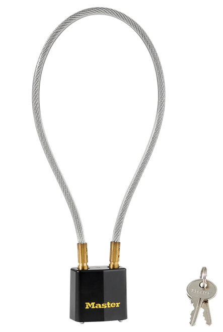 Master Lock 99DSPT Cable Lock  Open With Key Black & Gold Steel 14"
