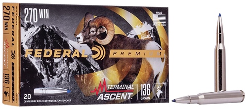 Federal P270TA1 Premium Terminal Ascent 270Win 136gr 20 Per Box/10 Case