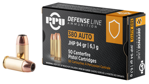 PPU PPD380A Defense  380ACP 94gr Jacketed Hollow Point 50 Per Box/20 Case
