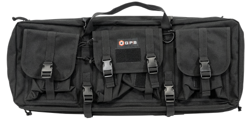 GPS Bags DRC28 Double Rifle Case Black 600D Polyester w/ 2 Padded Pistol Sleeves MOLLE Webbing & Lockable Zippers