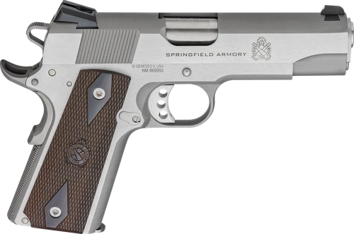 Springfield Armory PX9417S 1911 Garrison 9mm Luger 9+1 4.25" Stainless Match Grade Barrel, Serrated Stainless Steel Slide & Frame w/Beavertail, Thinline Wood Grip