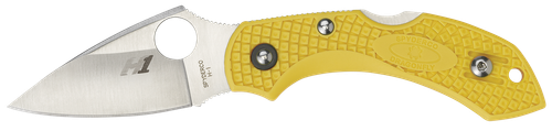 Spyderco C28SYL2 Dragonfly 2 Salt 2.25" Folding Clip Point Serrated H1 Steel Blade Yellow Bi-Directional Texturing FRN Handle Includes Pocket Clip