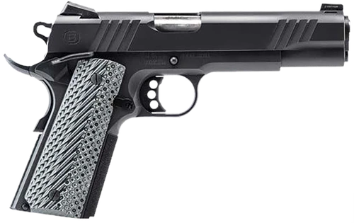 Bersa B19117050BBBB B1911 Onyx Full Size Frame 45 ACP 8+1 5" Stainless Steel Barrel, Black Serrated Steel Slide, Black Stainless Steel Frame w/Beavertail, Gray VZ Grip, Ambidextrous