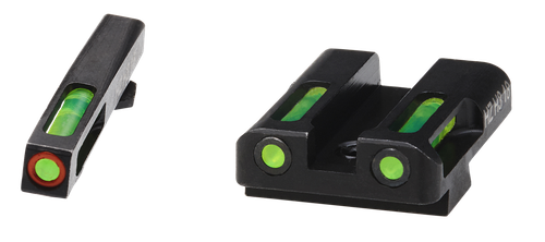 HiViz GLN525 LiteWave H3 Sight Set for Glock Green Tritium Orange Outline Front Sight-Green Fiber Optic Rear Sight