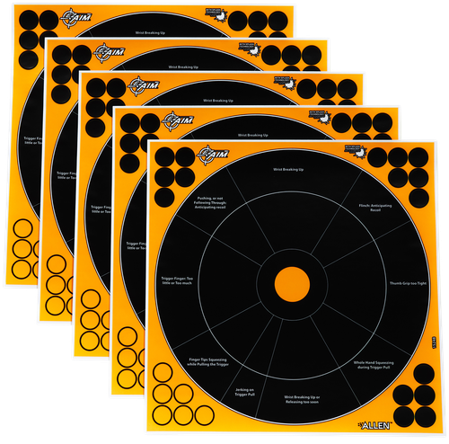 EZ-Aim 15248 Splash Reactive  Self-Adhesive Paper Black/Orange 12" Bullseye 5 Pack