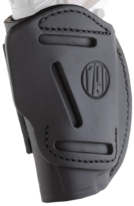 1791 Gunleather 4WH1SBLR 4-Way  IWB/OWB 01 Stealth Black Leather Belt Clip Fits 3-4" Barrel 1911