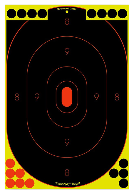 Birchwood Casey 34605 Shoot-N-C Reactive Target Self-Adhesive Paper Black/Yellow/Red 12"x18" Silhouette 5 Pack
