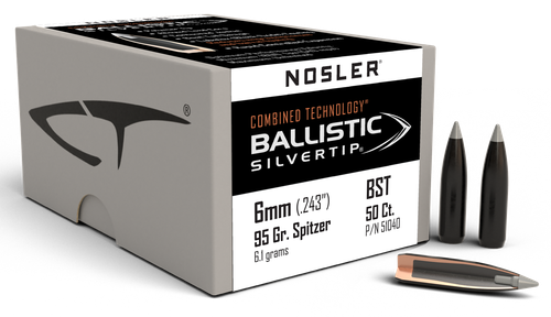 Nosler 51040 Ballistic Silvertip  6mm 95gr Spitzer Point 50/Box