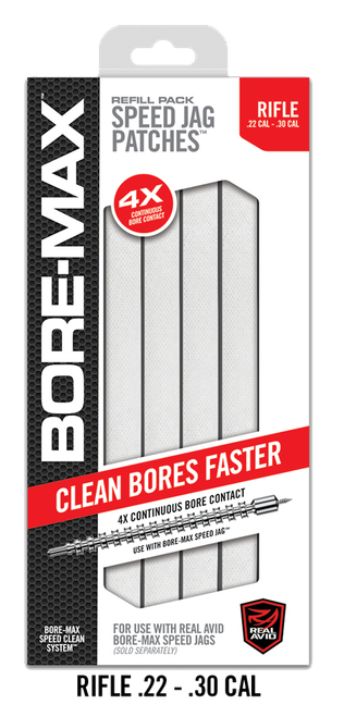 Real Avid AVBMPATCH8 Bore-Max Speed Jag Patches Refill 30/22 Cal Rifle 8" Synthetic 250 Per Box