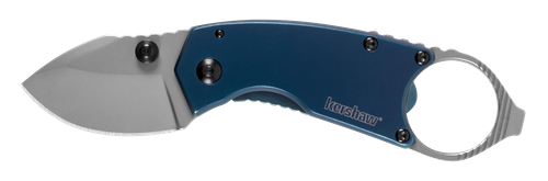 Kershaw 8710 Antic  1.70" Folding Drop Point Plain Bead Blasted 8Cr13MoV SS Blade Blue PVD Stainless Steel Handle Includes Pocket Clip