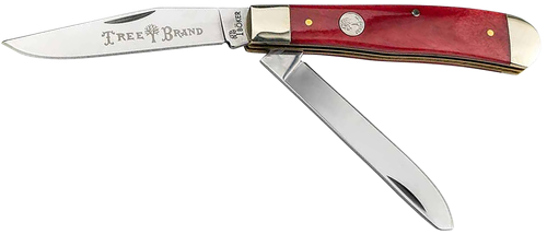 Boker 110830 Trapper  Plain D2 Steel Blade Smooth Red Bone Bone Handle
