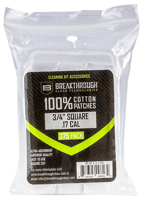 Breakthrough Clean BTCPS34375 Square Patches .17/.177 Cal 375 pieces
