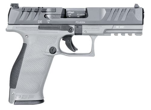 Walther Arms 2858371NP3 PDP  Full Size Frame 9mm Luger 18+1 4.50" Stainless Polygonal Rifled Barrel, Optic Ready/Serrated Steel Slide, Gray Polymer Frame w/Picatinny Rail Ambidextrous