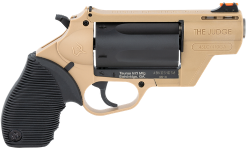 Taurus 2-441021FDE Judge Public Defender 45 Colt (LC)/410 Gauge 5rd 2.50" Flat Dark Earth Barrel & Frame Matte Black Cylinder Black Ribber Grip
