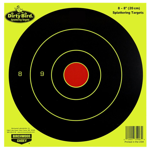 Birchwood Casey 35950 Dirty Bird  Bullseye Paper Hanging Pistol/Rifle Black/Yellow 50 Per Pkg