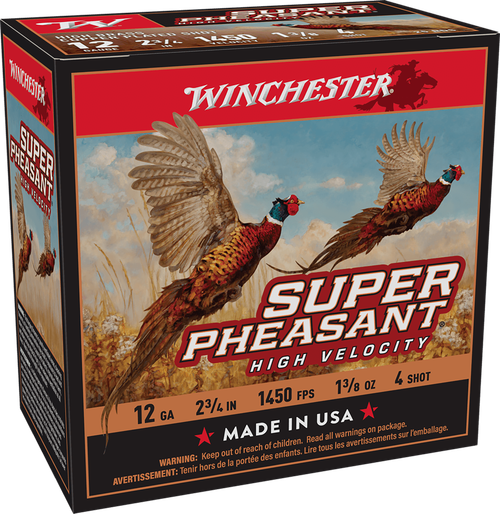 Winchester Ammo X12PHV4 Super Pheasant High Velocity High Brass 12Gauge 2.75" 1 3/8oz 4Shot 25 Per Box/10 Case