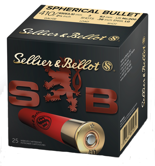 Sellier & Bellot SB410A Hunting  410Gauge 2.50" 3Pellets 1/2oz Spherical 000Buck Shot 25 Box/20 Case