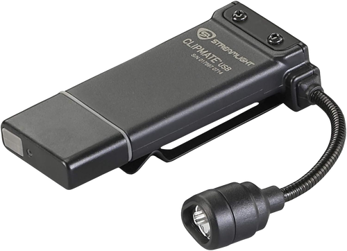 Streamlight 61126 ClipMate USB Clip-On Light  Black 0.2/0.5/10/70 Lumens White/Red LED