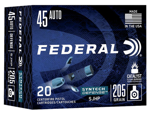Federal S45SJT1 Syntech Defense 45ACP 205gr Segmented Jacketed Hollow Point 20 Per Box/10 Case