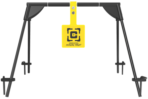 Caldwell 1187590  Swinging Rifle Black/Yellow AR500 Steel Hanging Standing Includes Ground Stakes