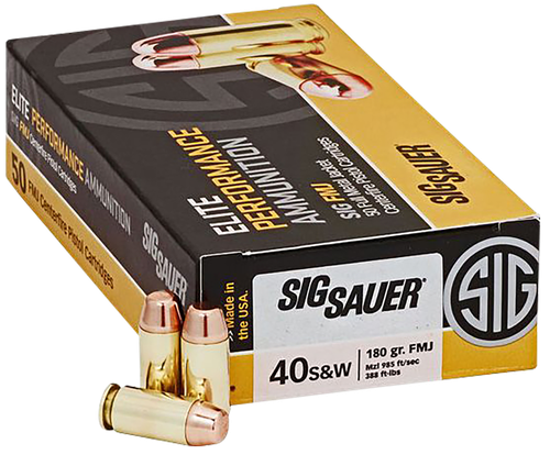 Sig Sauer E40SB250 Elite Ball  40S&W 180gr Full Metal Jacket 50 Per Box/20 Case