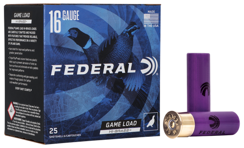 Federal H1634 Game-Shok High Brass 16Gauge 2.75" 1 1/8oz 4Shot 25 Per Box/10 Case