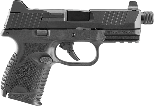 FN 66100783 509CT  Compact 9mm Luger 10+1, 4.32" Black Steel Threaded Barrel, Black PVD Optic Cut/Serrated Stainless Steel Slide, Black Polymer Frame w/Picatinny Rail, Ambidextrous