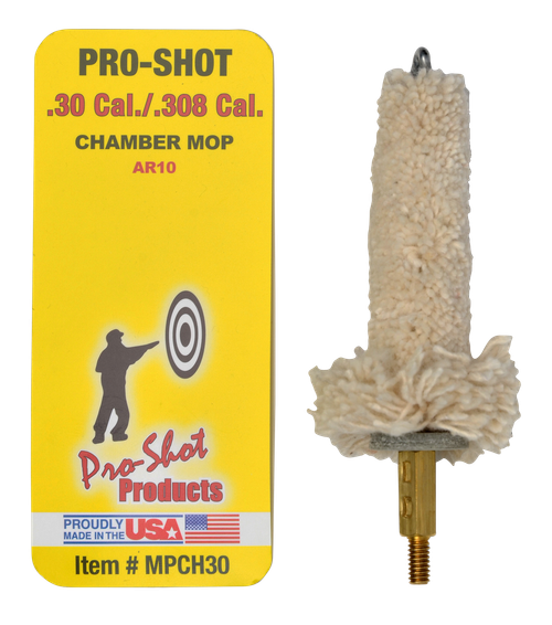 Pro-Shot MPCH30 Chamber Mop Military Style .30/ .308/ 7.62x51mm NATO AR Platform #8-32 Thread 100% Cotton Mop Brass Core