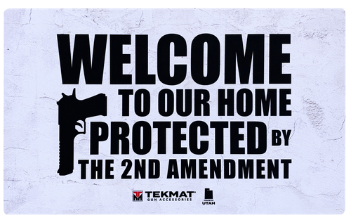TekMat TEK422AMENDMENT 2nd Amendment Door Mat White/Black Rubber 42" Long "Welcome To Our Home Protected By The 2nd Amendment"