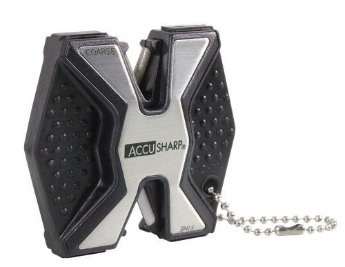 AccuSharp 017C Diamond Pro 2-Step Sharpener Hand Held Fine/Coarse Diamond, Ceramic Sharpener Black/White Aluminum