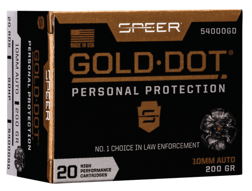 Speer 54000GD Gold Dot Personal Protection 10mmAuto 200gr Hollow Point 20 Per Box/10 Case