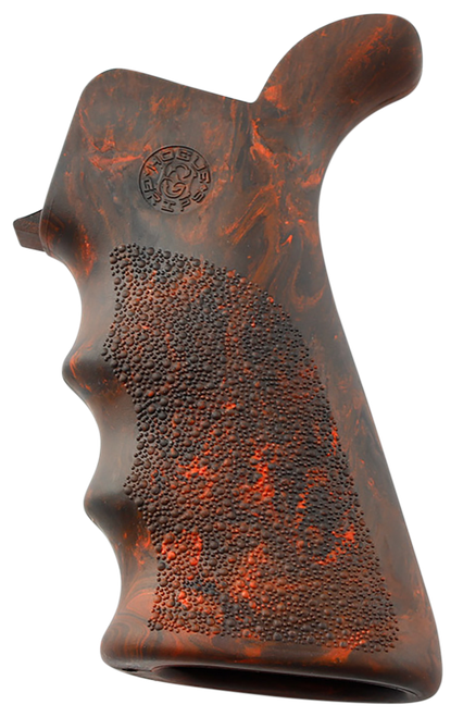Hogue 15421 OverMolded Beavertail made of Rubber with Red Lava Finish, Cobblestone Texture & Finger Grooves for AR-15, M16