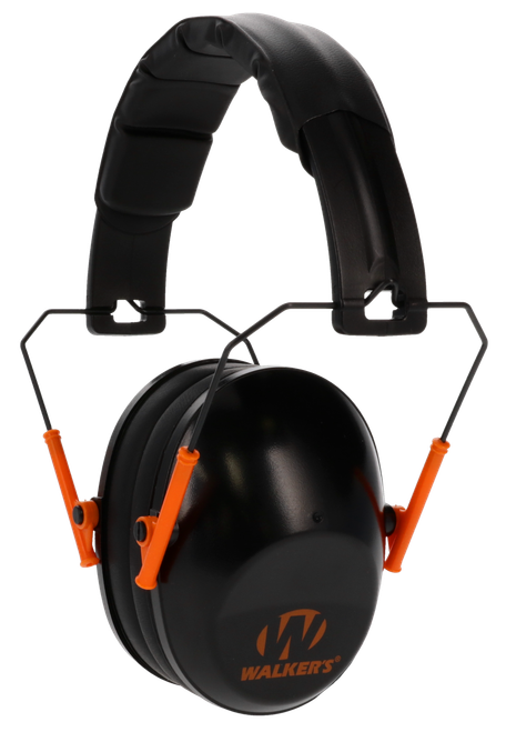 Walker's GWPFPM1BKO Pro Low Profile Passive Muff 22 dB Over the Head Black/Orange Accent Polymer