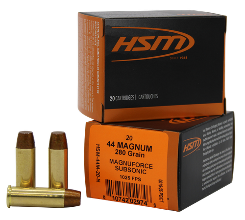 HSM 44M20N   44RemMag Subsonic 280gr Hard Cast Long Flat Nose 20 Per Box/20 Case