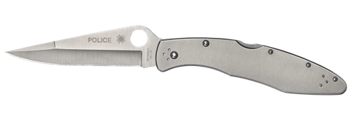 Spyderco C07P Police  4.13" Folding Spear Point Plain VG-10 SS Blade Stainless Includes Pocket Clip