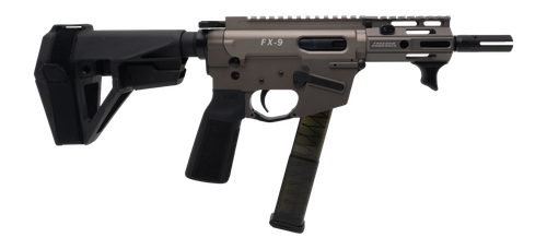 Freedom Ordance FX9P4E-FDE FX9P Elite 9mm Luger 4" Black Nitride Threaded Barrel, Flat Dark Earth Anodized Aluminum Receiver w/Picatinny Rail, M-LOK Handguard, Black Polymer SB Tactical SBA5 Brace, Bl
