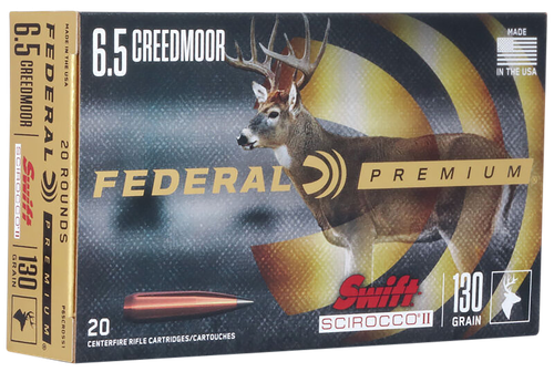 Federal P65CRDSS1 Premium  6.5Creedmoor 130gr Swift Scirocco II 20 Per Box/10 Case