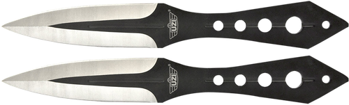 Uzi Accessories UZKTRWTZP Throwing Knives  Two Fixed Plain Black/Silver Stainless Steel Blade, Black Stainless Steel Handle, Includes Nylon Holster