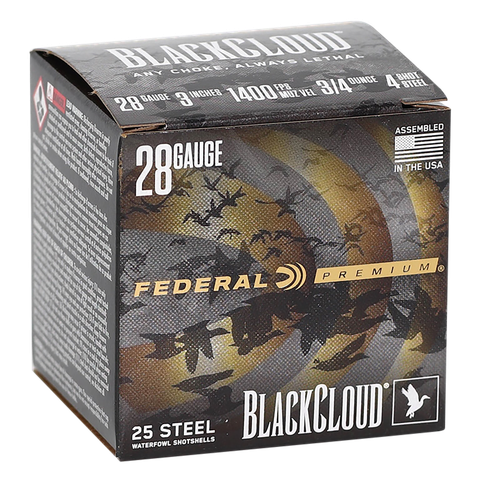 Federal PWBX2854 Black Cloud FS 28Gauge 3" 3/4oz 4Shot 25 Per Box/10 Case