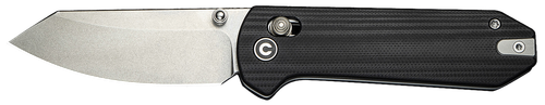 Civivi Knives C23073-1 Yonder  2.88" Folding Spey Point Plain Stonewashed 14C28N Steel Blade, Black Textured G10 Handle