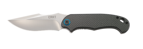CRKT 7920 P.S.D.  3.63" Folding Plain Satin 4116 Stainless Steel Blade/ Black Carbon Fiber/G10 Handle Includes Pocket Clip
