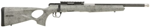 Savage Arms 70818 B Series TimberLite 17 HMR 10+1 18" Black Threaded Carbon Fiber/SS Barrel, Black Picatinny Rail Steel Receiver, Gray w/Black Webbing Synthetic Fixed Thumbhole Stock