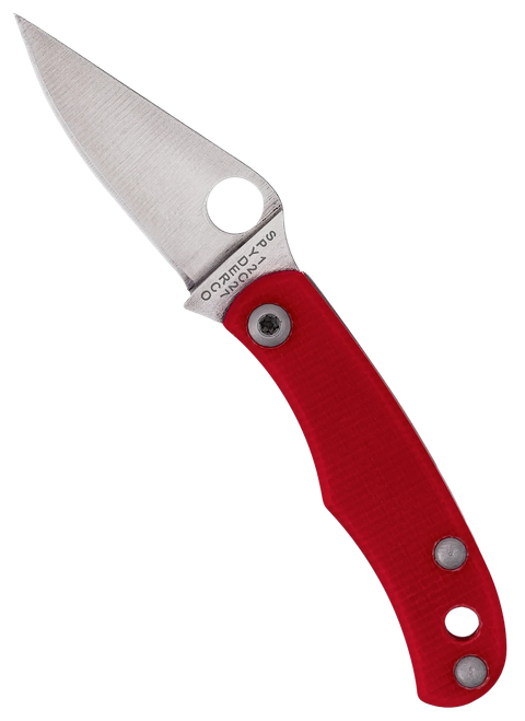 Spyderco C133GRDP Bug 1.27" Satin 12C27 Sandvik SS Blade, Red Textured G10 Handle